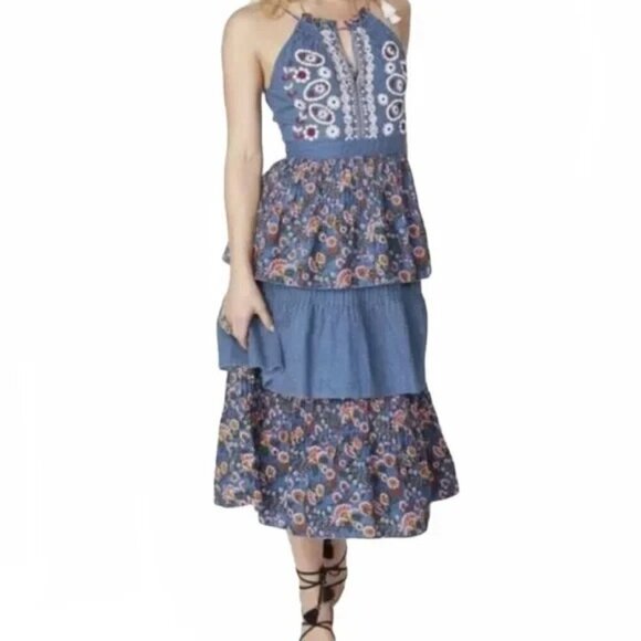 Anthropologie Kopal Izzy Embroidered Tiered Dress - Picture 2 of 9